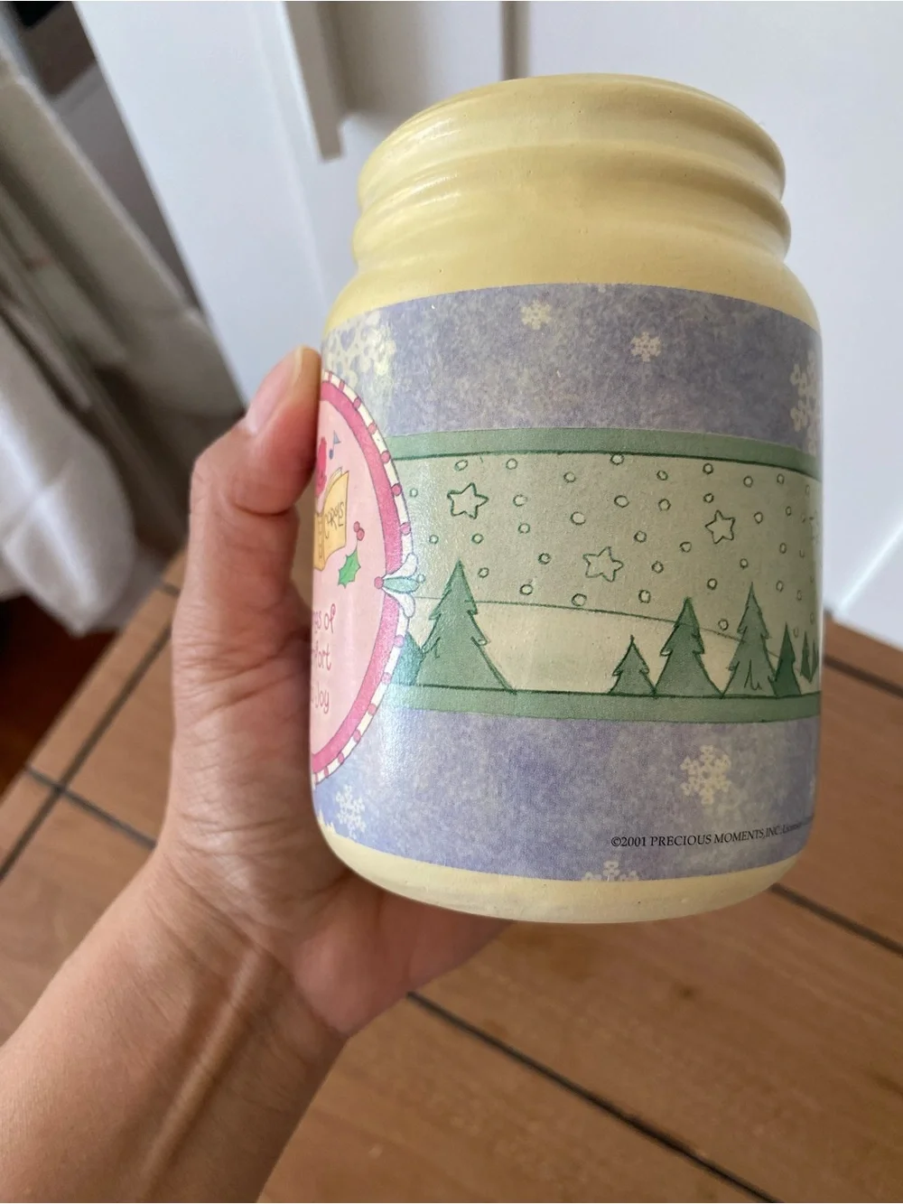 Vintage Precious Moments Christmas Ceramic Utensil Holder Crock 2001